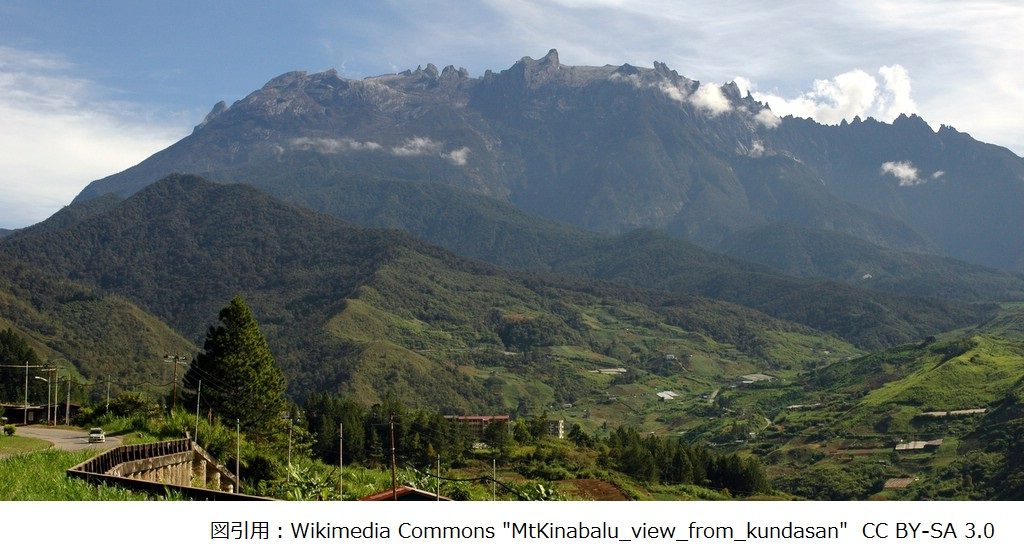 キナバル山　MtKinabalu_view_from_kundasan-CC BY-SA 3.0